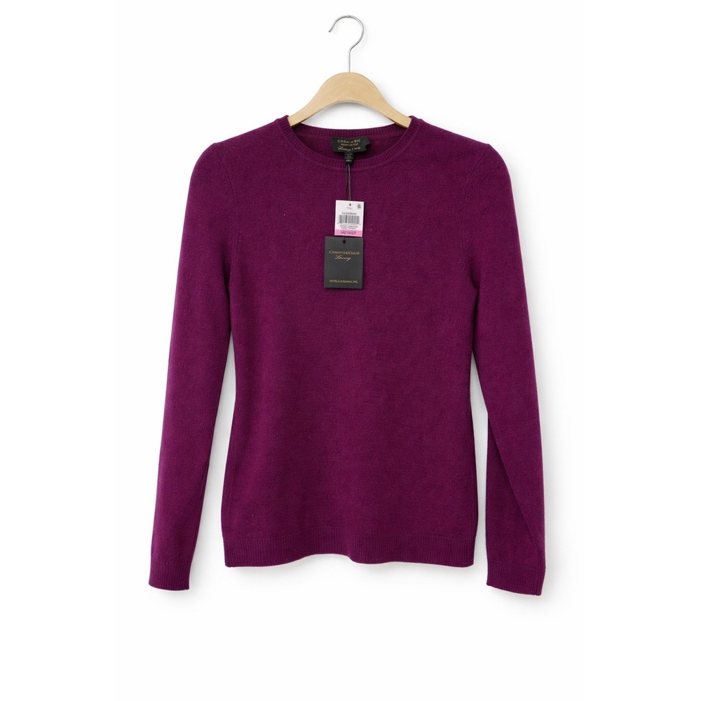 Charter Club 2-ply 100% Cashmere Luxury Sweater Crew neck Size Petite DeepPurple